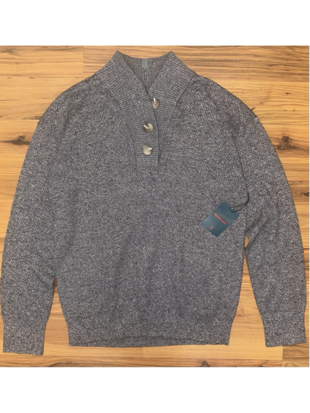 NWT Tommy John Women’s Heather Gray Lounge Henley Sweater Cozy Textured Knit M